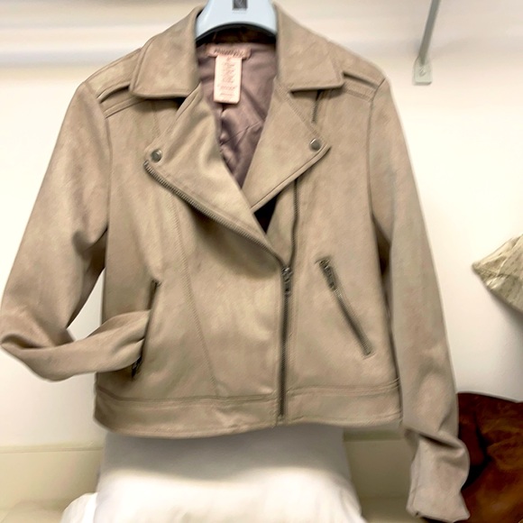 Philosophy Taupe Lined Ultra Suede Moto 